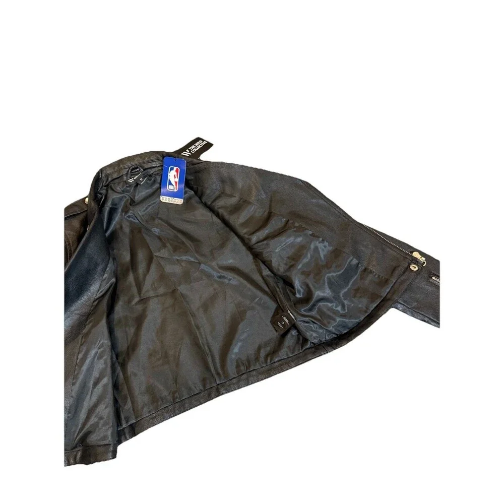 The Wild Collective NBA Chicago Bulls edgy Faux Leather Moto jacket NWT Med - Picture 7 of 14